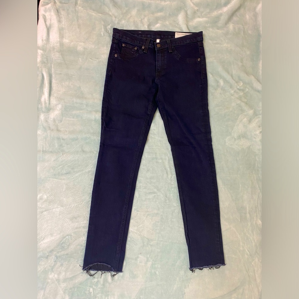 Rag & Bone Jean Legging Ankle Fray Midnight Wash #W15031382 Women Pants Size 27